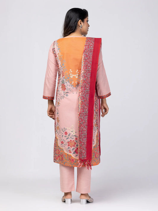 Onion Pink Printed and Erri Embroidered Cotton Shalwar Kameez