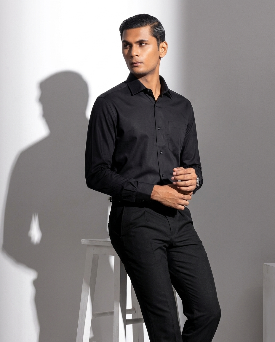 Zed Black Formal Shirt Full Sleeve