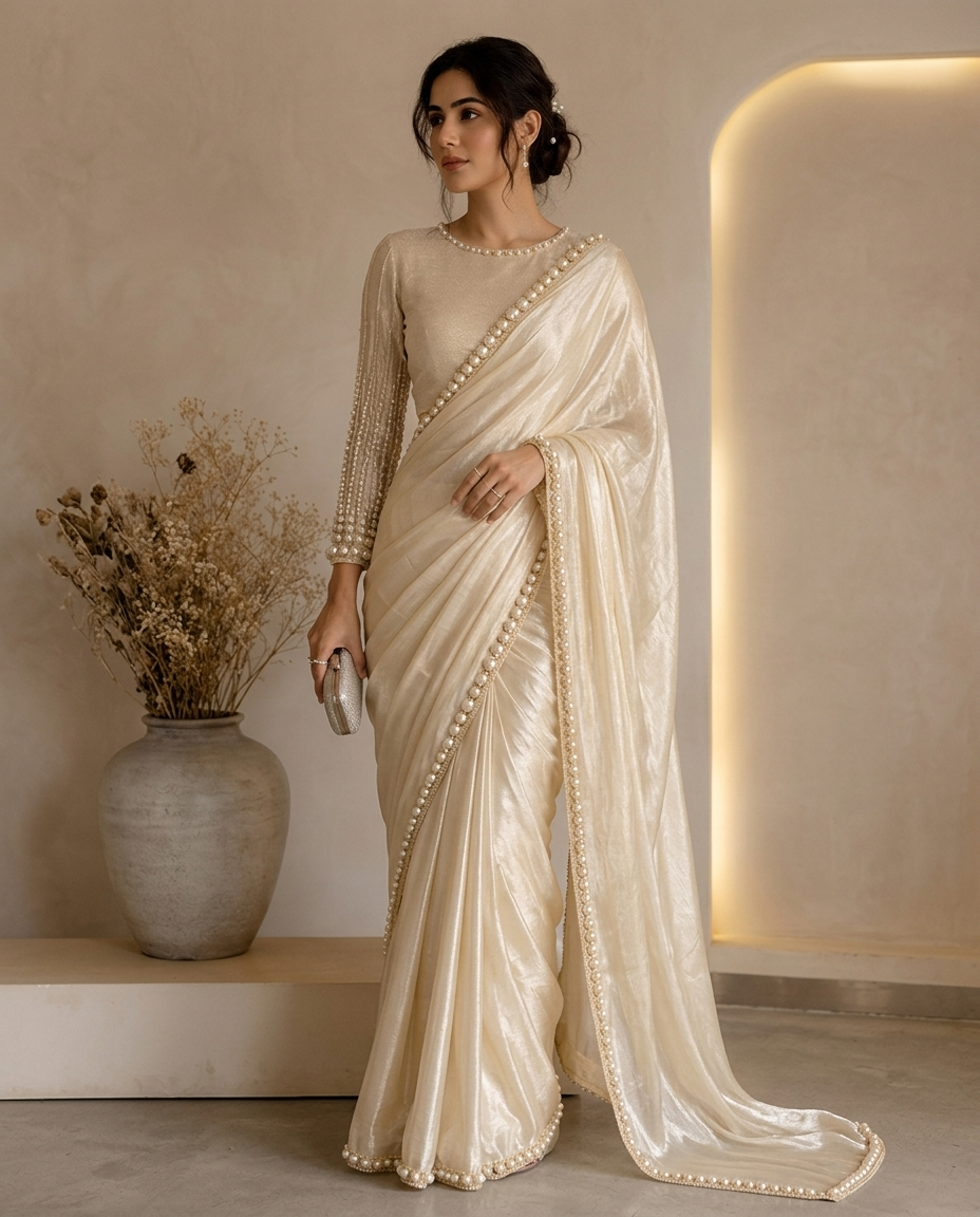 White Silk Saree