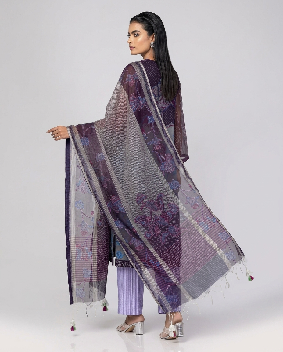 Grey/Burgundy Ornamenta Theme Shalwar Kameez