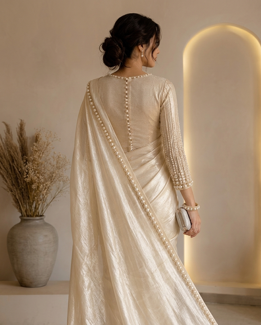 White Silk Saree