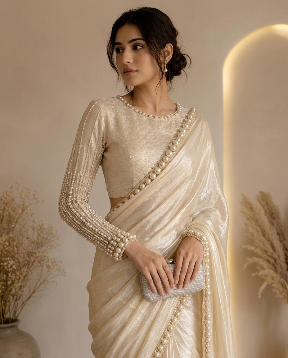 White Silk Saree