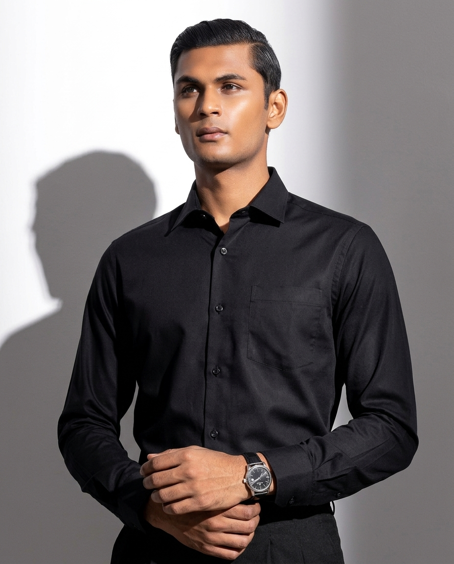 Zed Black Formal Shirt Full Sleeve